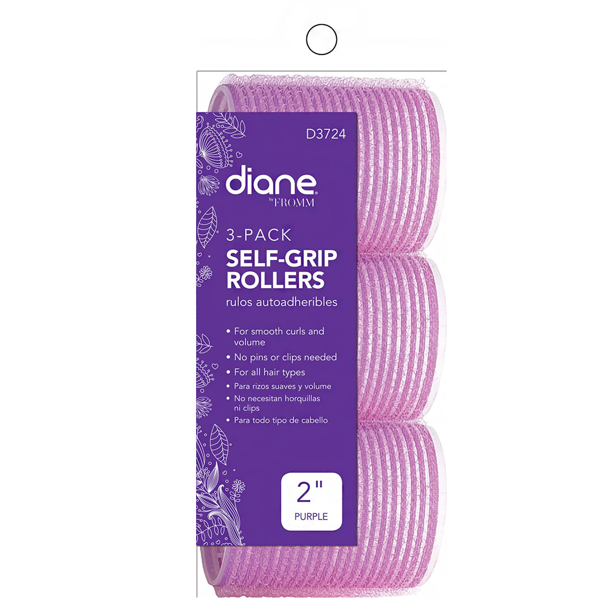 Diane D3724 Self-Grip Rollers 2\" Purple 3PK