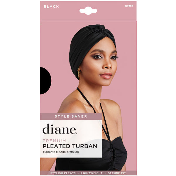 Diane D7387 Premium Pleated Turban - Black