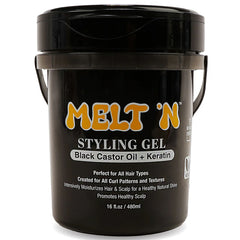 Ebin New York Melt'n Styling Gel Black Castor Oil + Keratin 16oz