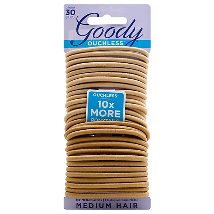 Goody #07690 Ouchless No-Metal Elastics Medium Hair 30pcs