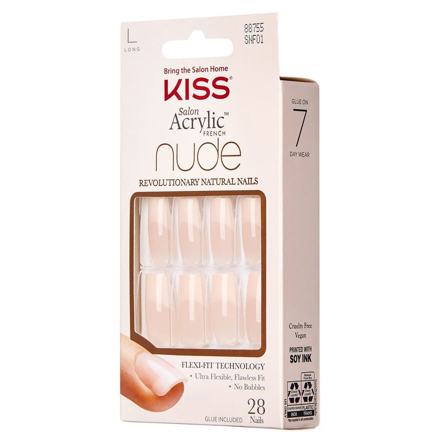 Kiss SNFXX Salon Acrylic French Nude Revolutionary Natural 28 Nails