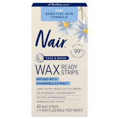 Nair Sensitive Wax Ready Strips For Face & Bikini 40ct