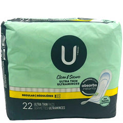 U by Kotex Clean & Secure Pads - Regular \/ 22 Ultra Thin Pads