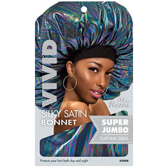 Annie Ms. Remi #3696 Vivid Silky Satin Bonnet Super Jumbo  - Platinum Zebra