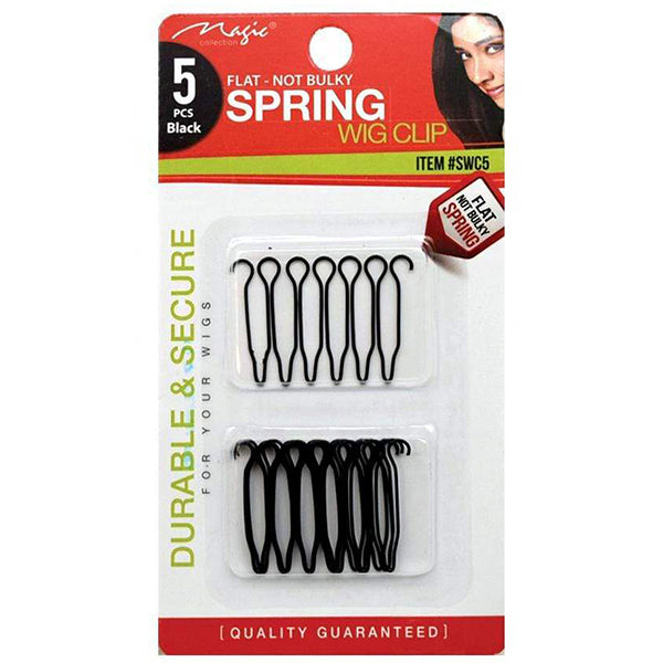 Magic Collection #SWC5 Durable & Secure Flat-Not Bulky Spring Wig Clip 5pcs